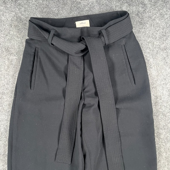 Wilfred Tie Front Pants Women's Size 4 Black Stretch‎ Relaxed Fit - Picture 3 of 13